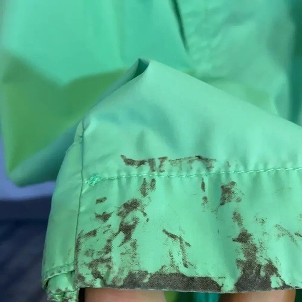 Columbia Youth Jacket Girls YXL Green Nylon‎ Zip windbreaker PAINT STAIN